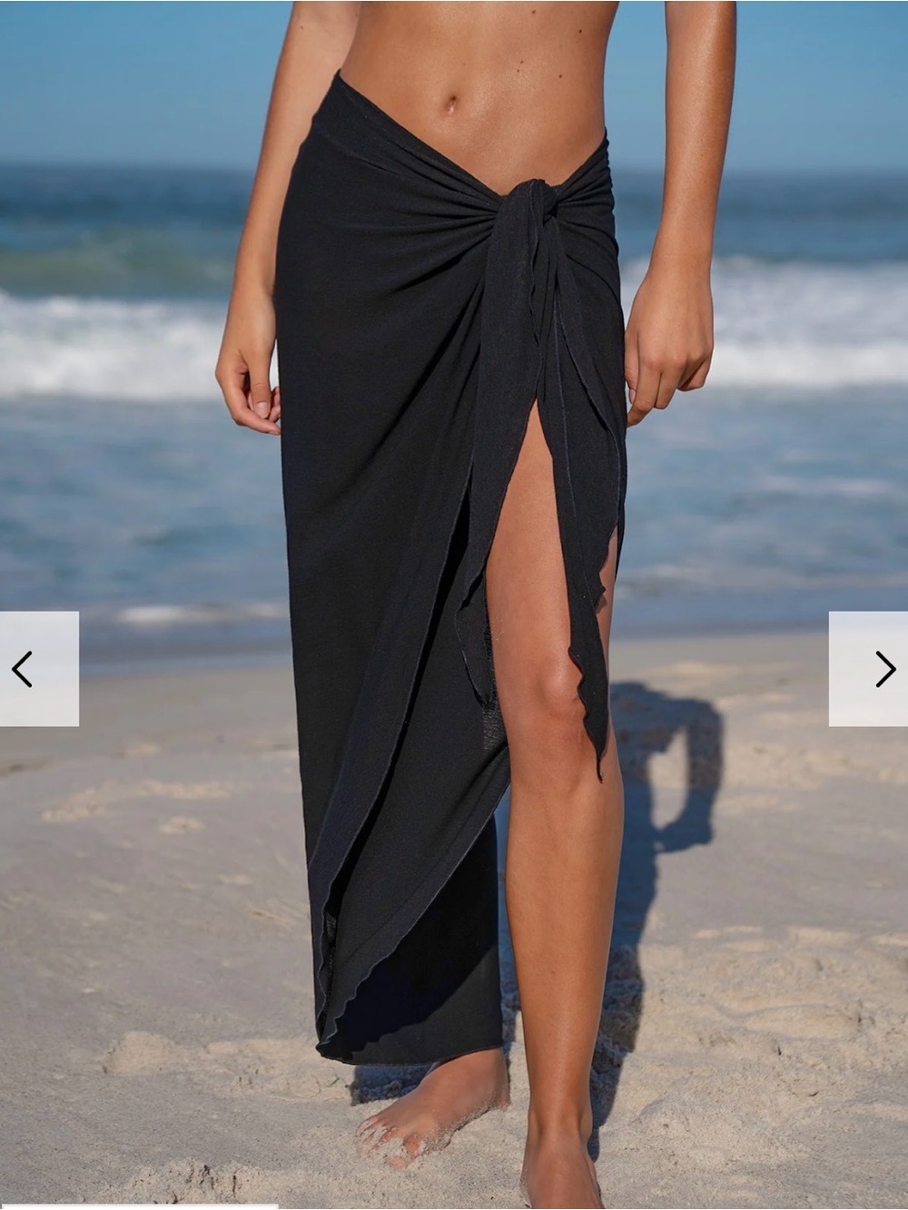 Black Wrap Swim Cover-Up Maxi Skirt